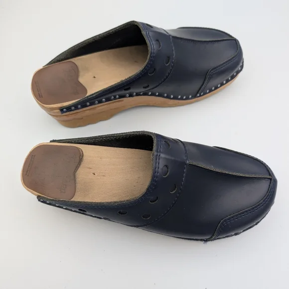 Troentorp Swedish Wooden Clogs Navy Blue Women's 38 - Picture 3 of 7